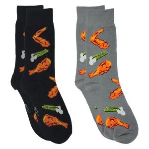 Buffalo Wings Chicken BBQ Hot Mild Spicy Wild Ranch 2 Pairs Foozys Men's Socks